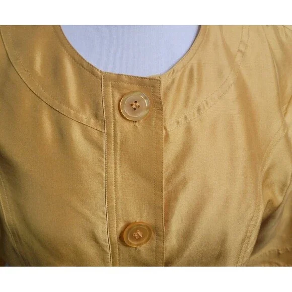 Coldwater Creek Women's Petite 3/4 Sleeve Button Jacket Sz P10 Yellow Old Money - Picture 3 of 7